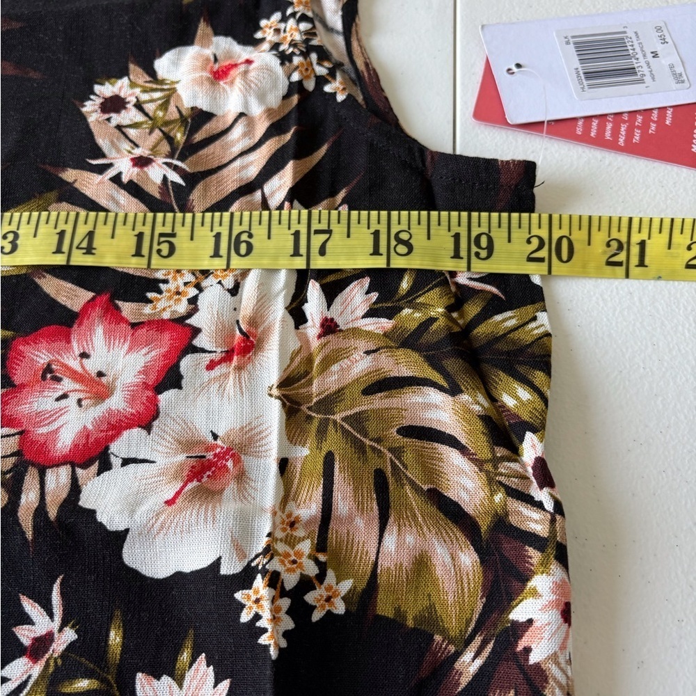 Hurley Highland Tropics Tank Black Hawaiian floral print Size M Luau Surf Beach - Picture 8 of 9